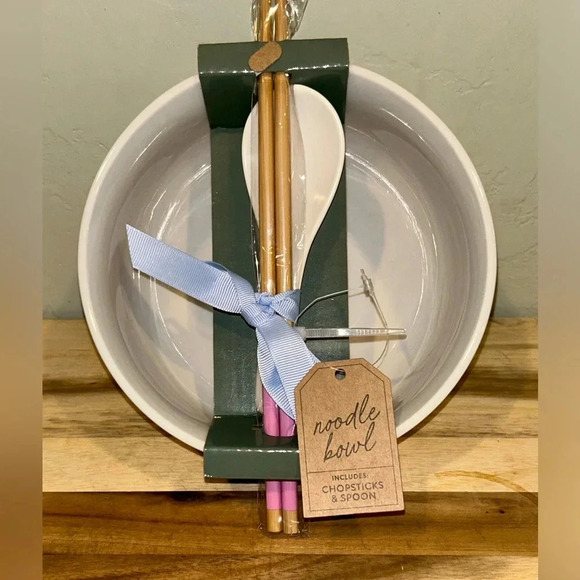 Sunday Morning Ceramics Floral Noodle Bowl with Spoon & Chopsticks. NWTS! - Picture 4 of 11